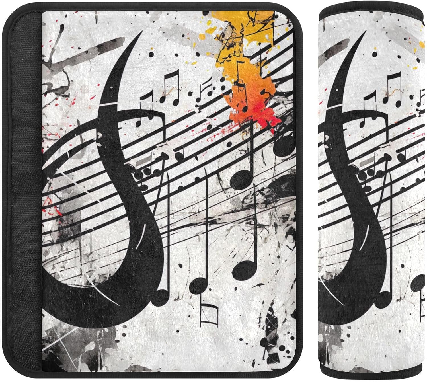 a Splattered Music Note – Funda para cinturón de seguridad para niños, funda suave para correa de asiento de automóvil, acolchado para cinturón de