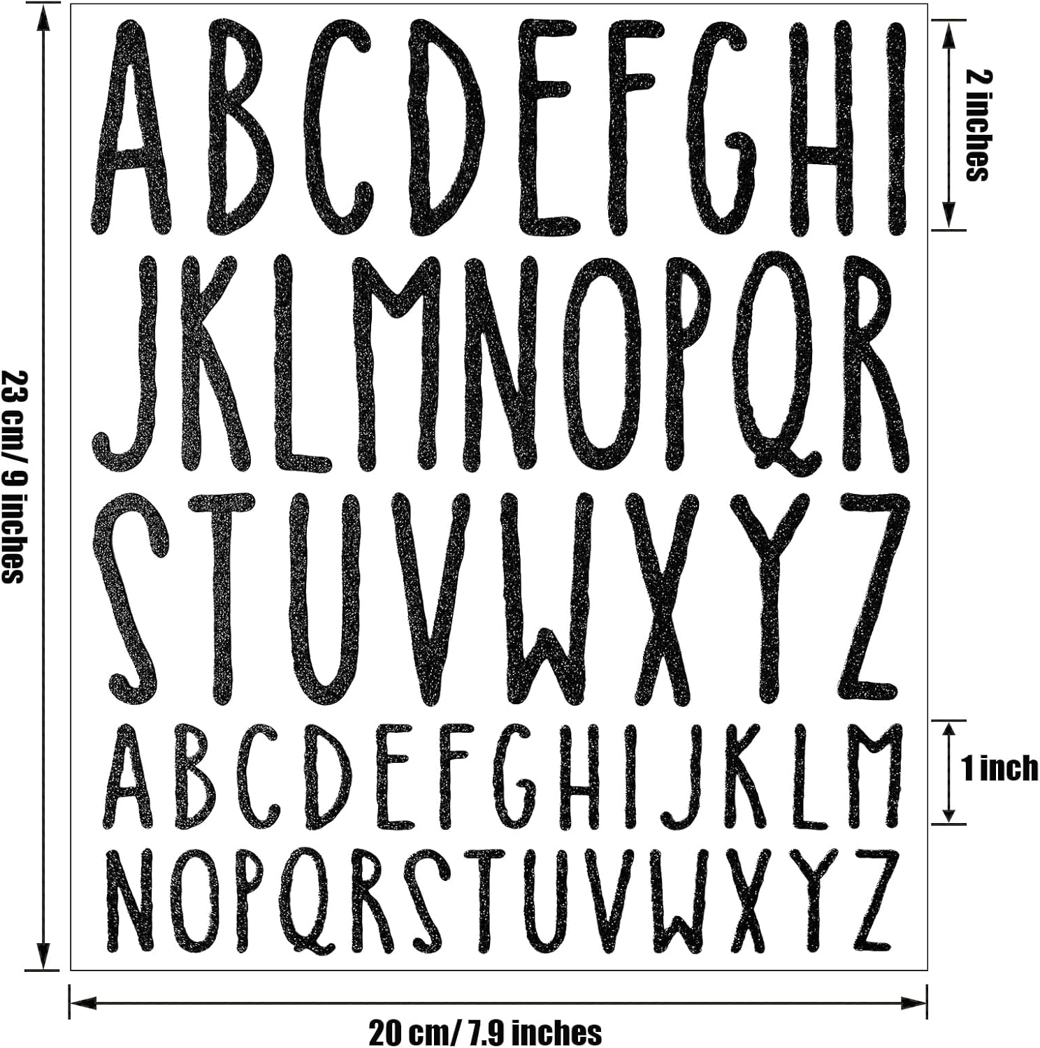 Waynoda Calcomanías de letra, 10 hojas de letras autoadhesivas, letras adhesivas del alfabeto mayúscula, letras para manualidades (negro, 1 pulgada,