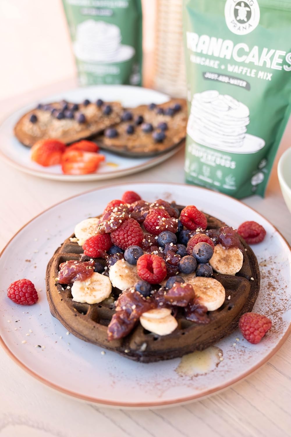 Living Prana PranaCakes – Mezcla orgánica para panqueques y waffles, sin gluten, solo agregue agua