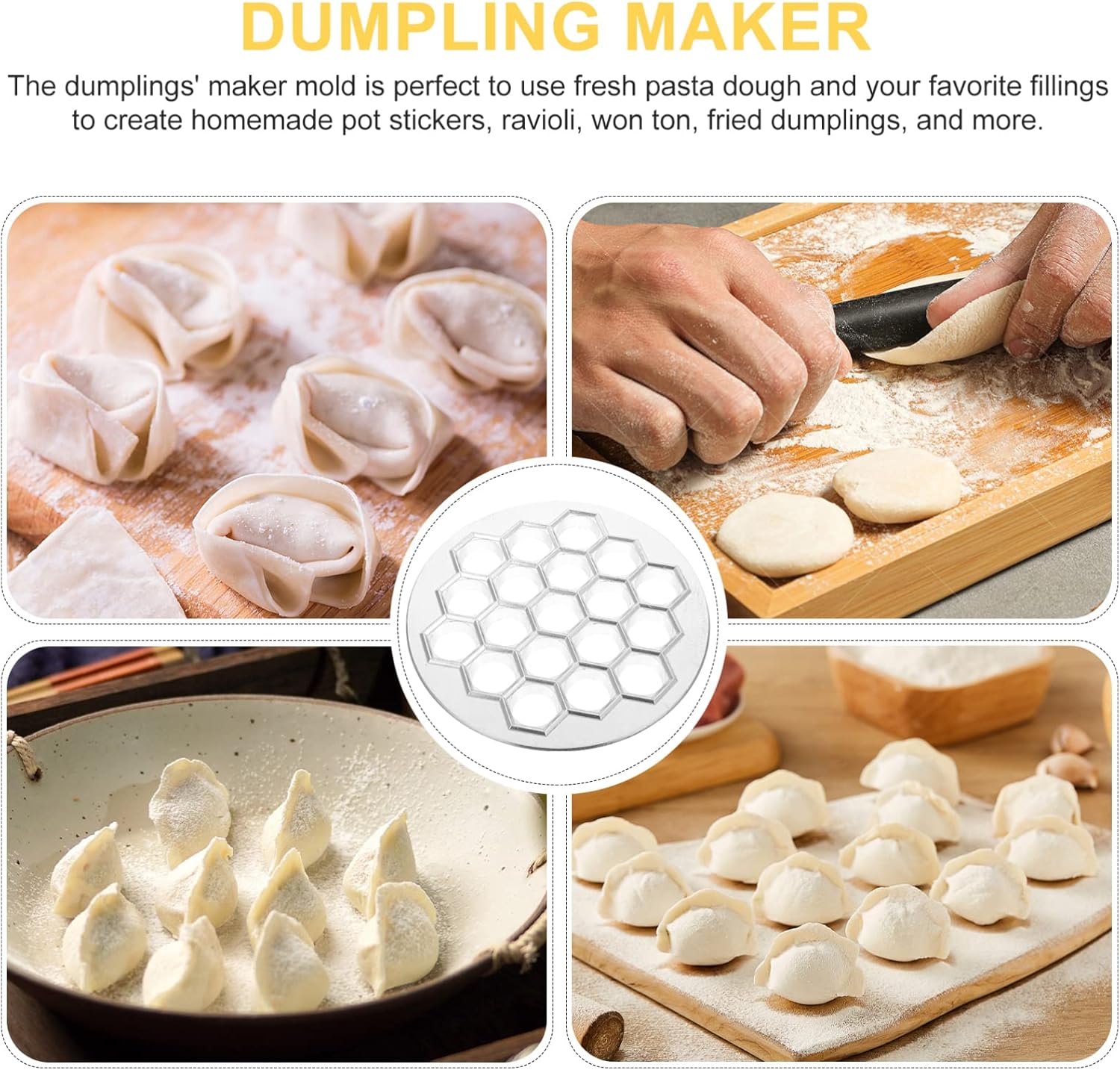 CALLARON Moldes de Pelmeni de aluminio para bolas de masa hervida de metal de 19 agujeros, fabricante de bolas de masa rusa Pelmeni Maker Forma de