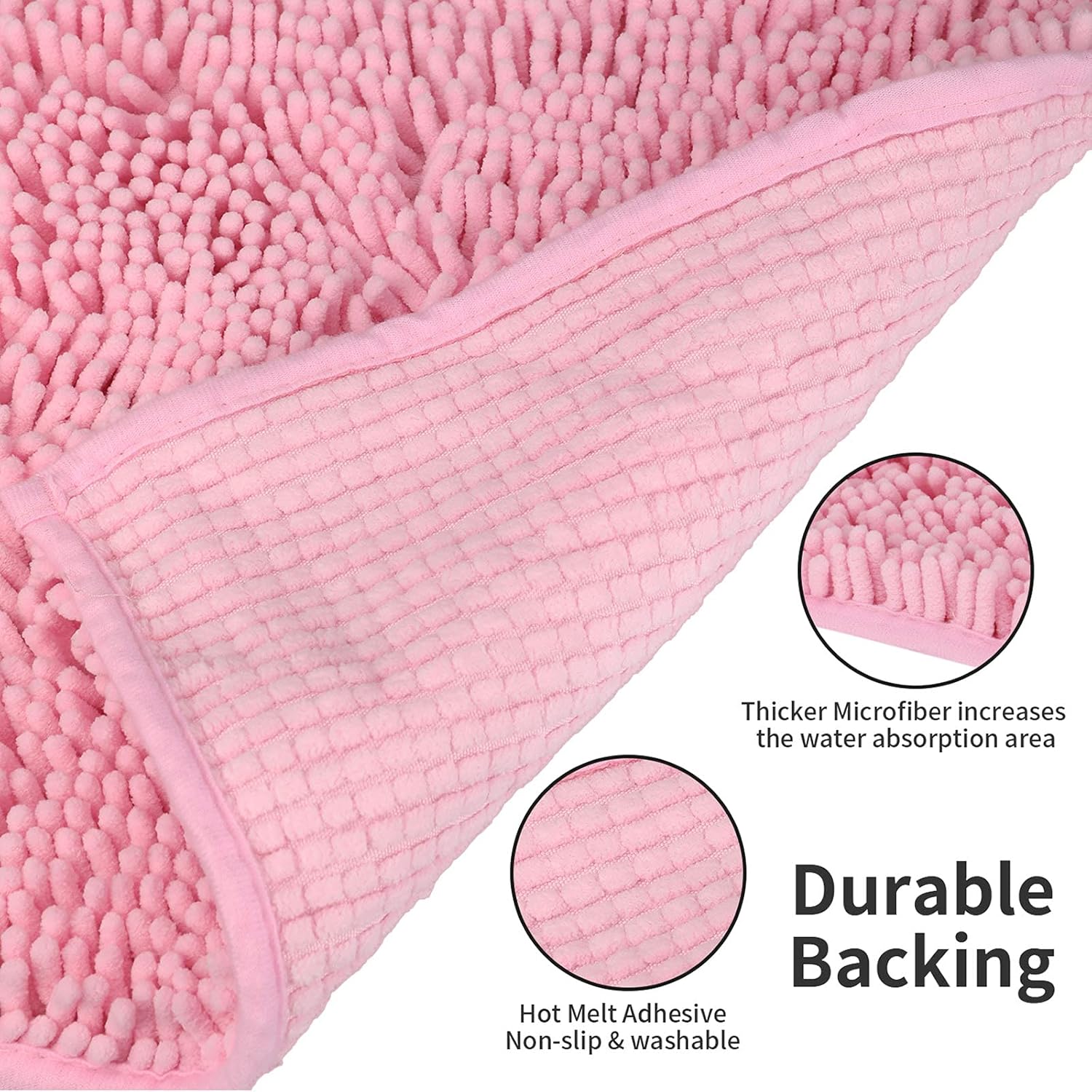 ZiYiJuan Tapetes para baño, tapetes de baño de felpilla de lujo súper absorbentes, duraderos, suaves, antideslizantes, lavables para bañera, ducha,