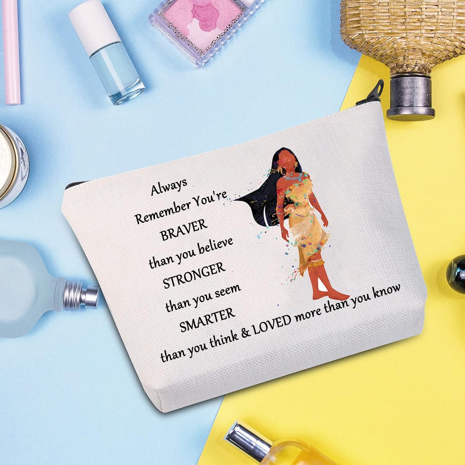 WZMPA Bolsa de maquillaje cosmética de princesa india, regalo para fanáticos de la película de princesa, regalo You Are Braver Stronger Smarter Than