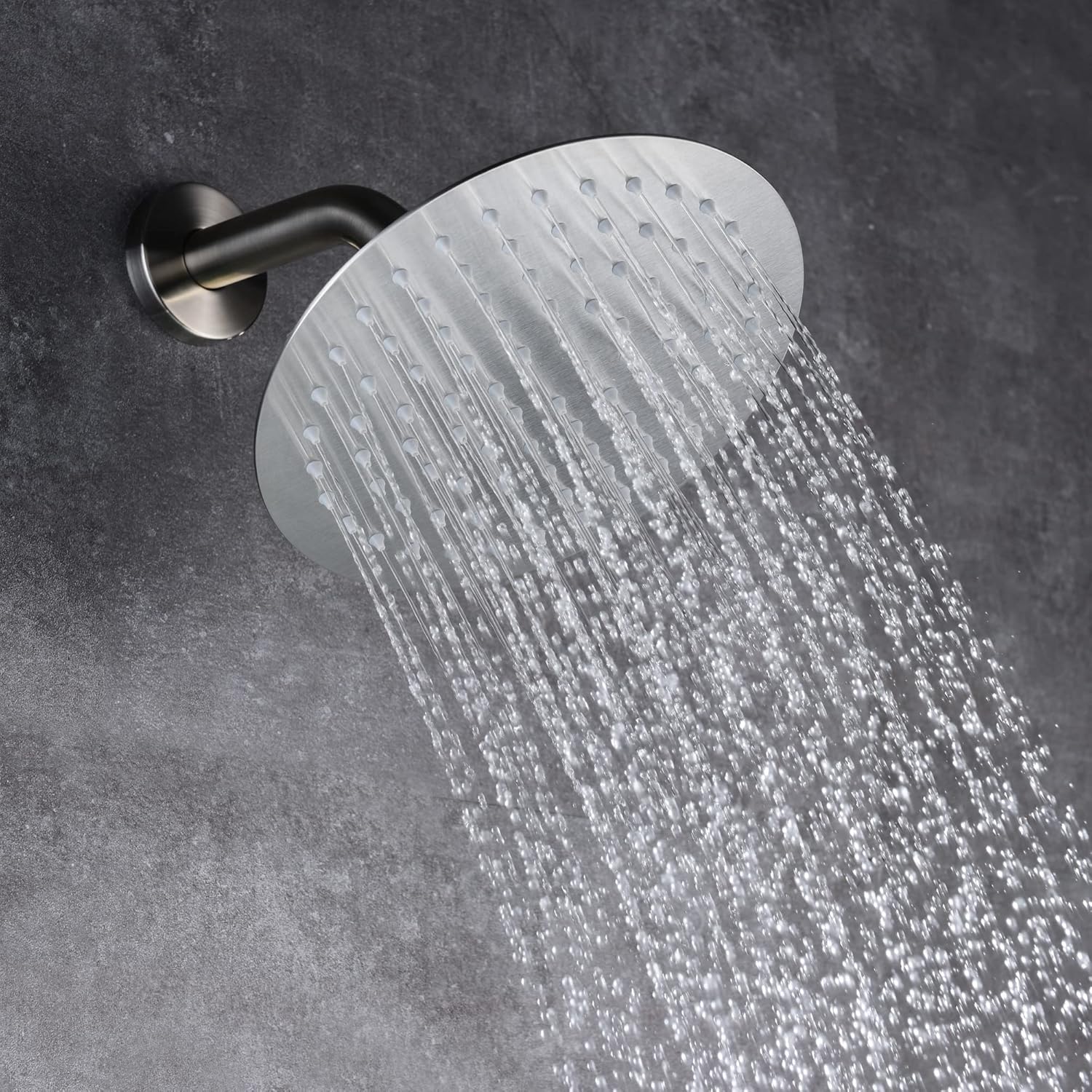 sumerain Grifo de bañera y ducha con válvula áspera, grifo de ducha de níquel cepillado con boquilla de bañera, cabezal de ducha de lluvia de 8