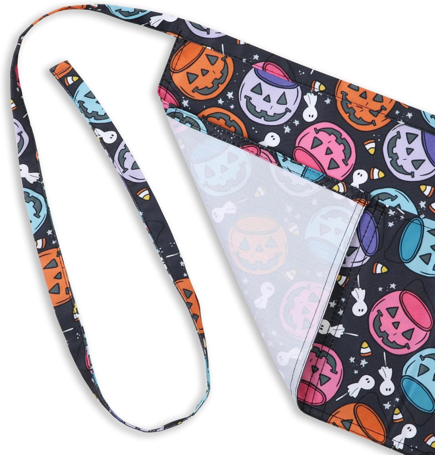 Delantal de cintura de Halloween con bolsillos, medio delantal de calabaza para mujer, camarera, servidor, profesor, cocina, Varios colores