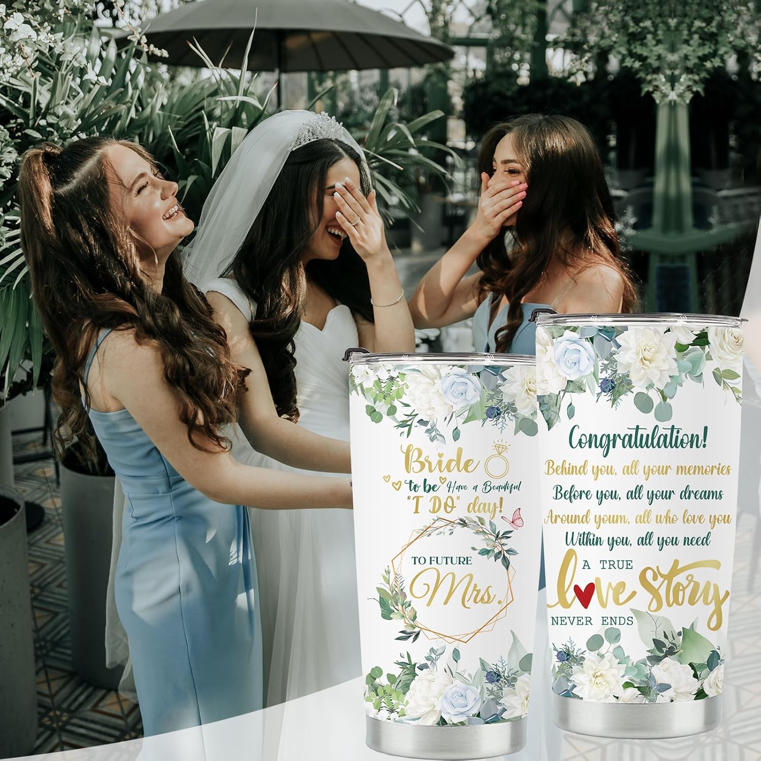 Regalos para la novia, vaso de novia, regalos de recién casado para la pareja, regalos para prometida, vaso aislado de acero inoxidable con tapa y