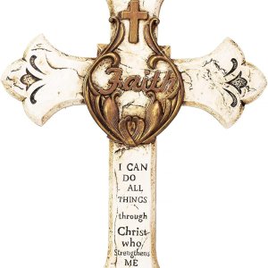 Eagrafts Cruz de pared de resina decorativa rústica con palabras y frases alentadoras (blanco) Eagrafts Cruz de pared de resina decorativa rústica con palabras y frases alentadoras (blanco)