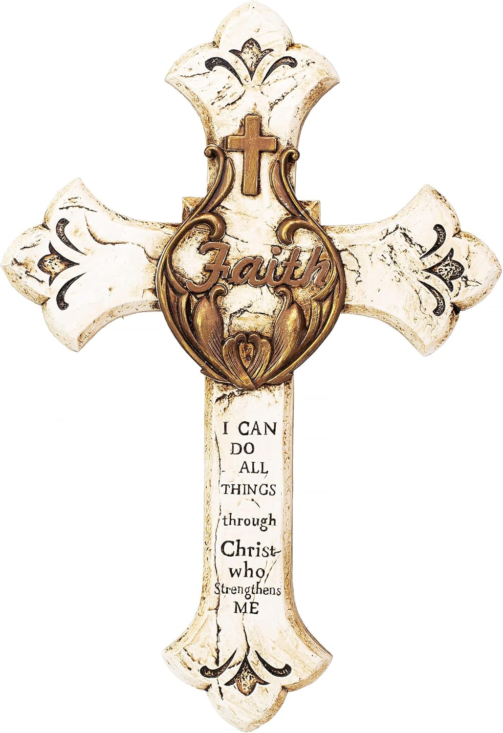 Eagrafts Cruz de pared de resina decorativa rústica con palabras y frases alentadoras (blanco)