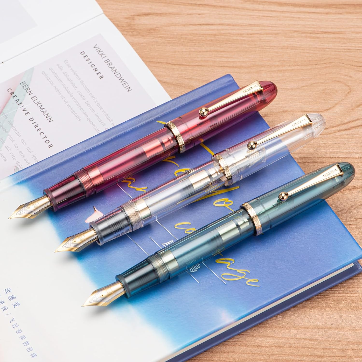 Jinhao 9019 DaDao Series – Pluma estilográfica, tamaño 8, punta fina con convertidor de tinta grande recargable, diseño acrílico transparente y