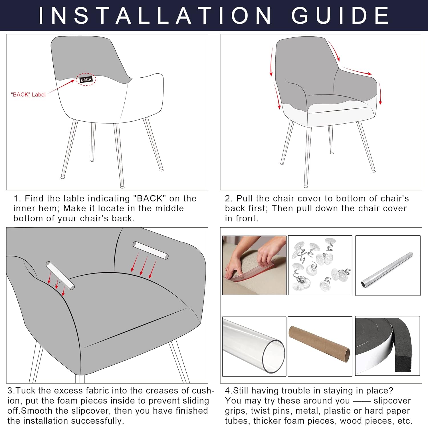TIANSHU Funda para silla de sala de estar, para comedor, sala de estar, oficina, recepción, antideslizante, funda para silla de comedor (funda para