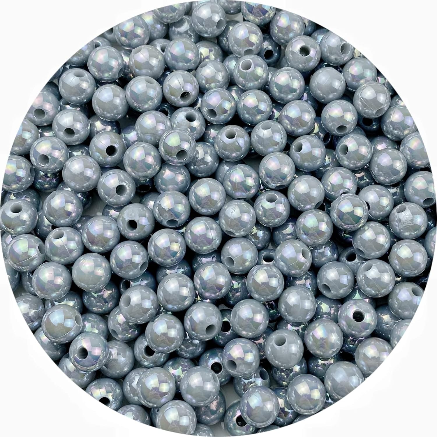 Cuentas de perlas, 300 cuentas de perlas para manualidades de 0.315 pulgadas (0.315 in), colores AB, perlas redondas sueltas con agujero para