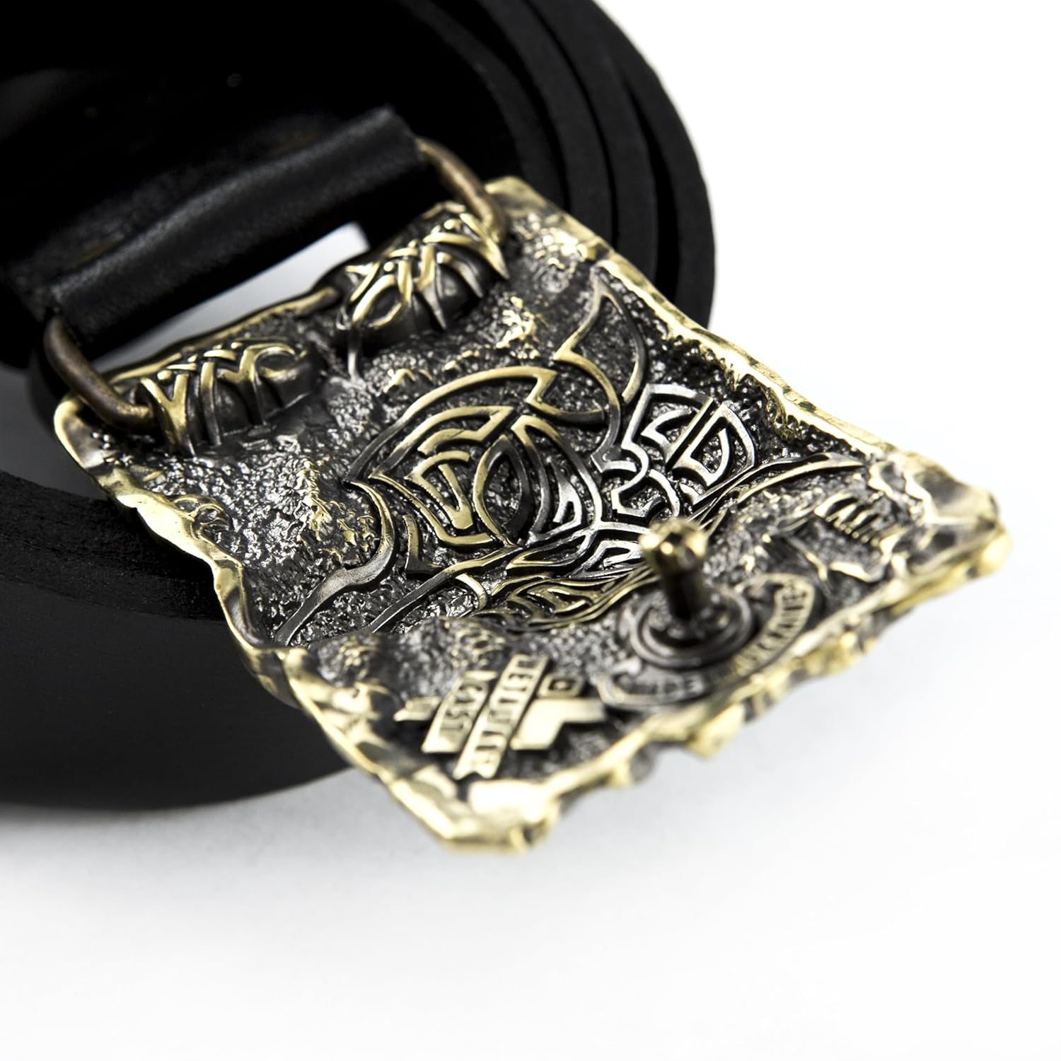 Casual leather belt with buckle Fenrir Wolf, Handmade Old Norse Scandinavian viking mithology werewolf solid brass belt buckle on leather belt