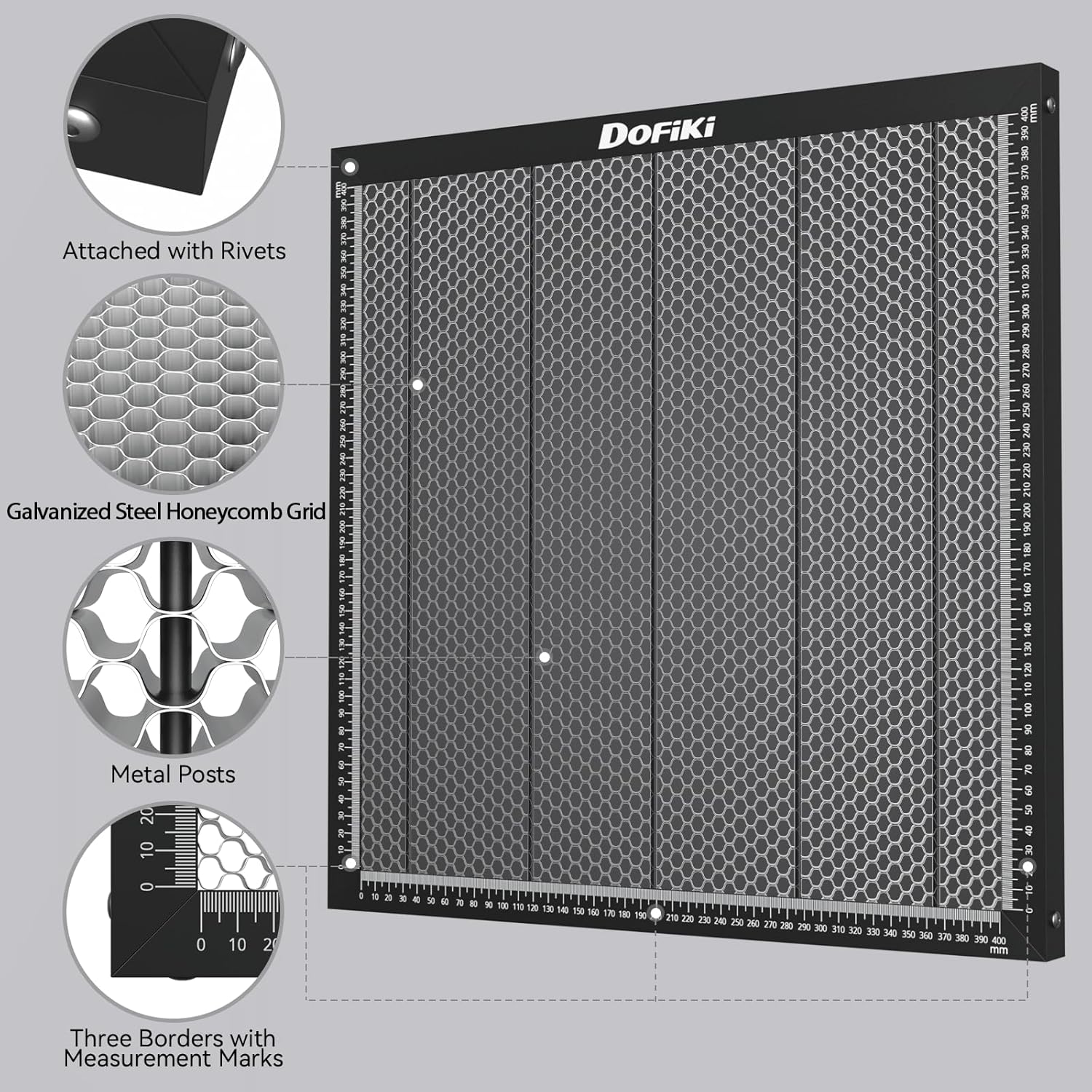 Cama láser de panal de abeja de 15.748 in x 15.748 in, alfombrilla de corte de panal de acero para bandeja cortadora de grabador láser, tamaño de