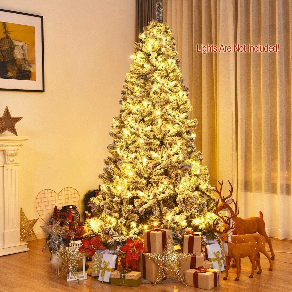 Oakmont – Árbol de Navidad artificial de 7 pies, con ramas de nieve para decoración navideña, con soporte de metal, PVC de alta calidad, 1000 puntas