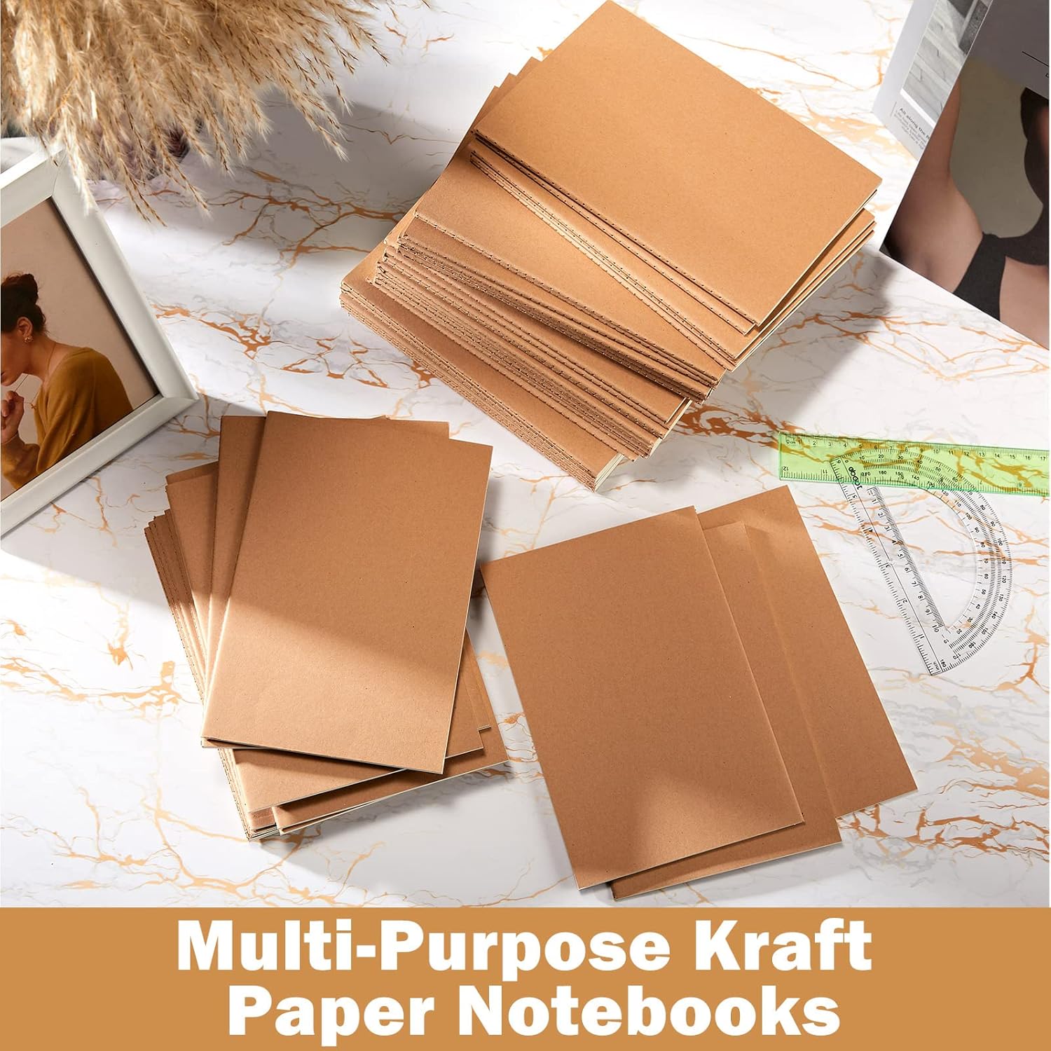 Fuutreo Paquete de 300 cuadernos de papel kraft tamaño A6 con forro pequeño, cuaderno de bolsillo a granel para niños, estudiantes, escuela,
