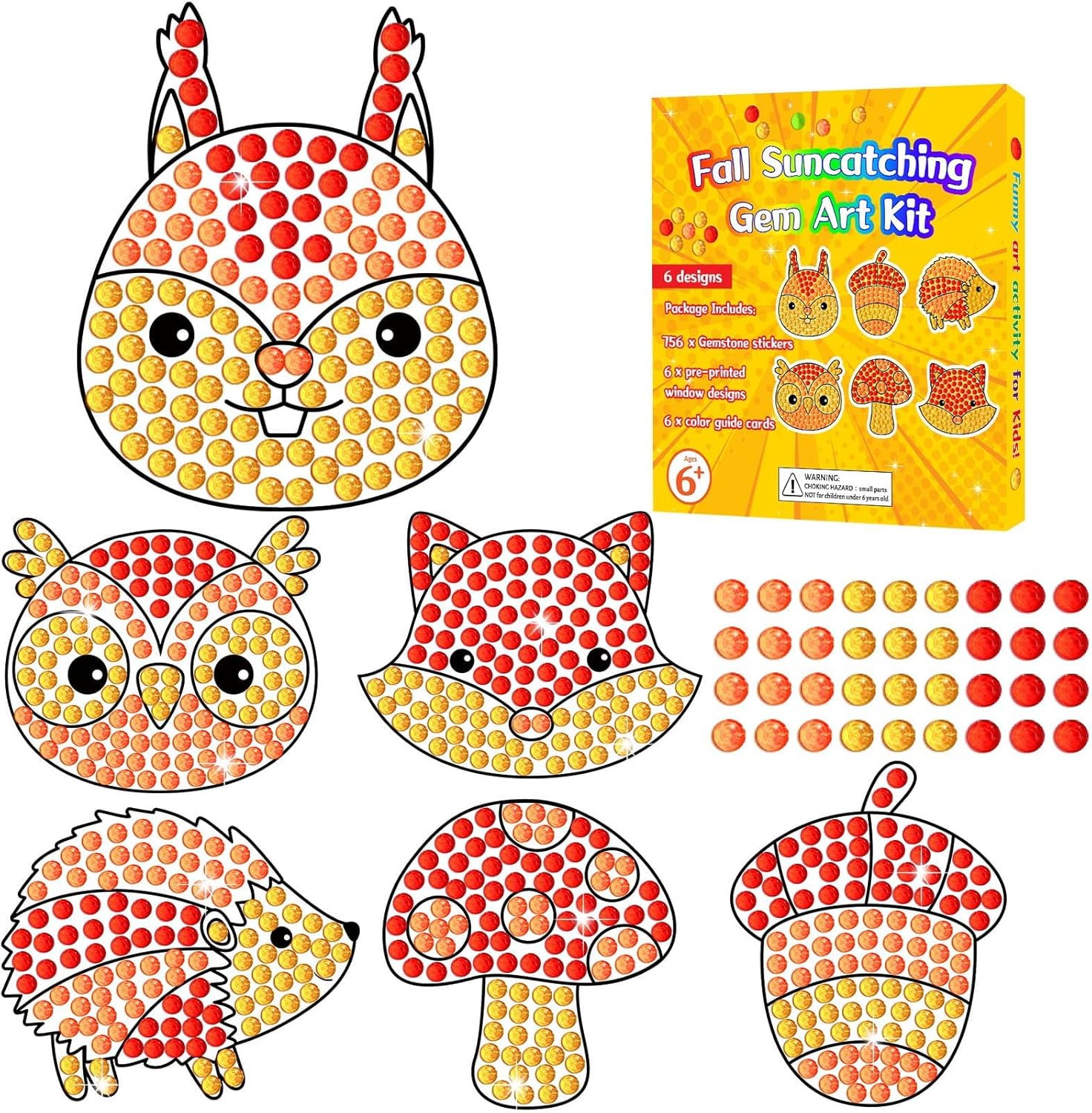 Atrapasoles de diamantes para manualidades de otoño, gemas con forma de animal, manualidades, kits de atrapasoles para niños, kits de pintura de