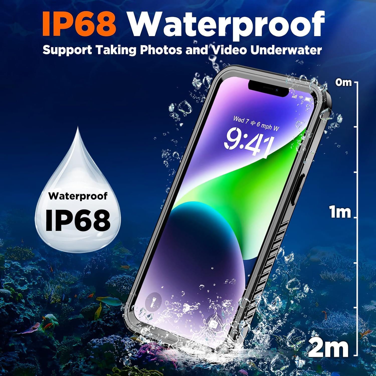 Beasyjoy Funda impermeable para iPhone 14, a prueba de golpes, a prueba de polvo 360, funda magnética de cuerpo completo con protector de pantalla