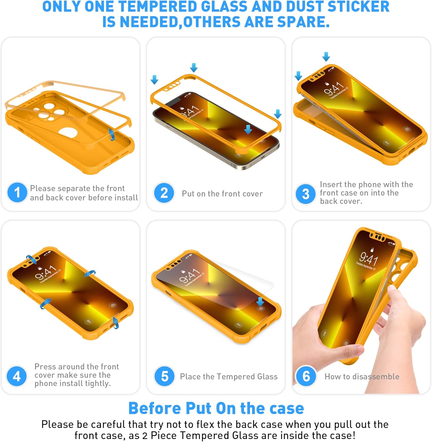 ORETECH Funda para iPhone 13 Pro Max, con 2 protectores de pantalla prueba de caídas de grado militar de 10 pies protección de cámara 360 a prueba
