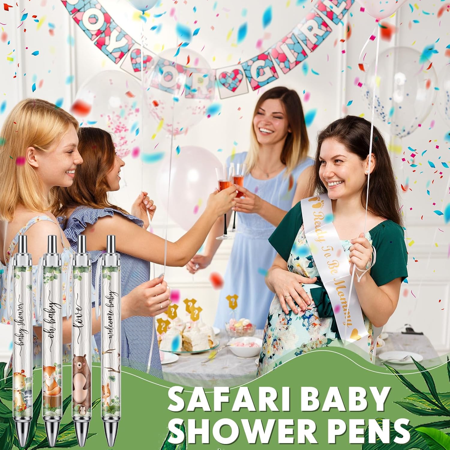 48 bolígrafos retráctiles para baby shower, bolígrafos retráctiles a granel, bolígrafos de tinta negra con punta de lápiz capacitivo, regalos para