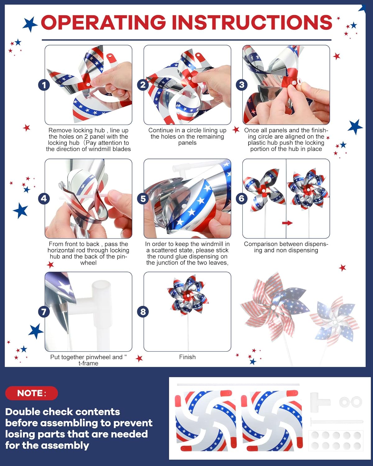 12 molinetes reflectantes de 7 pulgadas, molinete patriótico con patrón de bandera estadounidense para celebrar el Día de la Independencia,