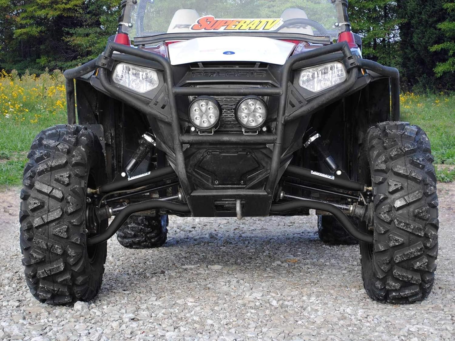 SuperATV – Brazos A negros de 1.5 pulgadas para Polaris RZR S 800 2009-2014  Compatible con neumáticos de hasta 32 pulgadas  Incluye rótulas