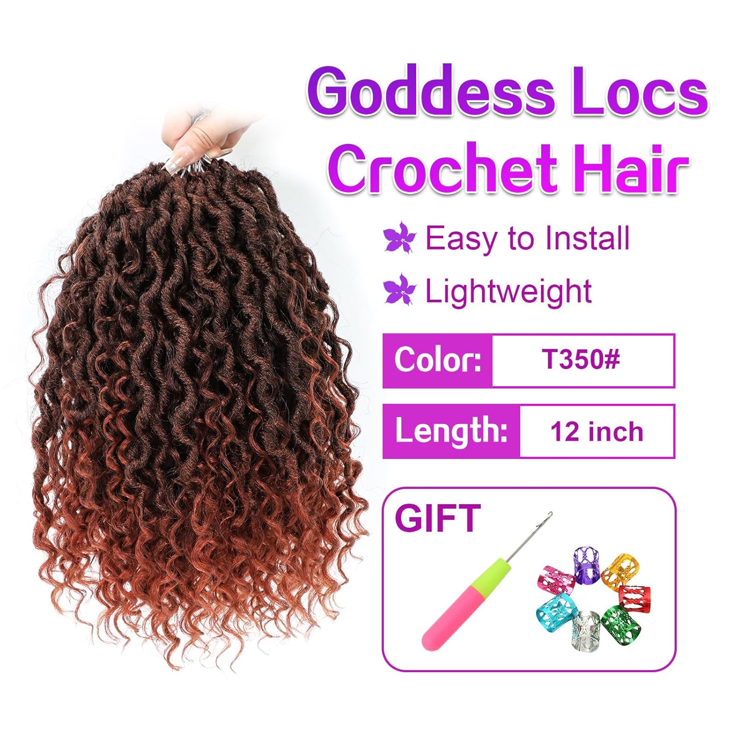 Goddess Locs – 8 paquetes de cabello de ganchillo rizado preanudado sintético, trenzas de ganchillo bohemias para mujeres negras (12 pulgadas T350)