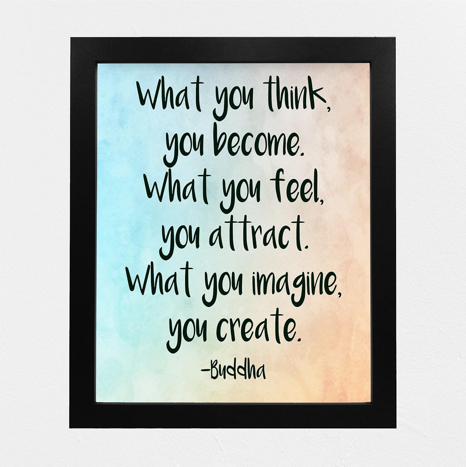 What You Think You Become – Spiritual Buddha Quotes Wall Art, Modern Inspirational Positive Wall Print, Ideal Wall Decor For Home Decor, Studio