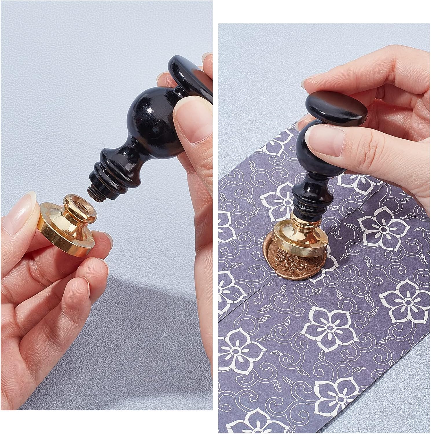 CRASPIRE Sello de cera mango de sello negro cabeza de rosca universal mango de madera para sello de cera reemplazo de cabeza 2.4 in de largo