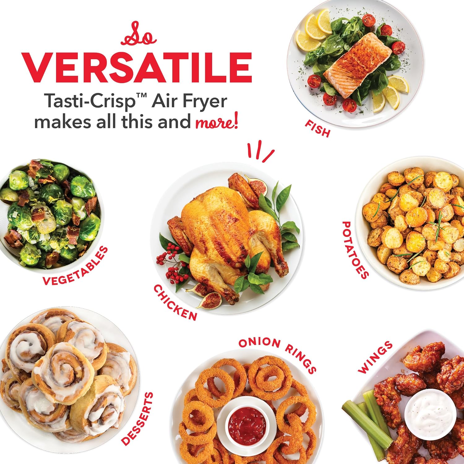 DASH Tasti-Crisp Express – Horno freidora de aire, 2.6 cuartos de galón, color blanco, freidora de aire compacta para alimentos más saludables en