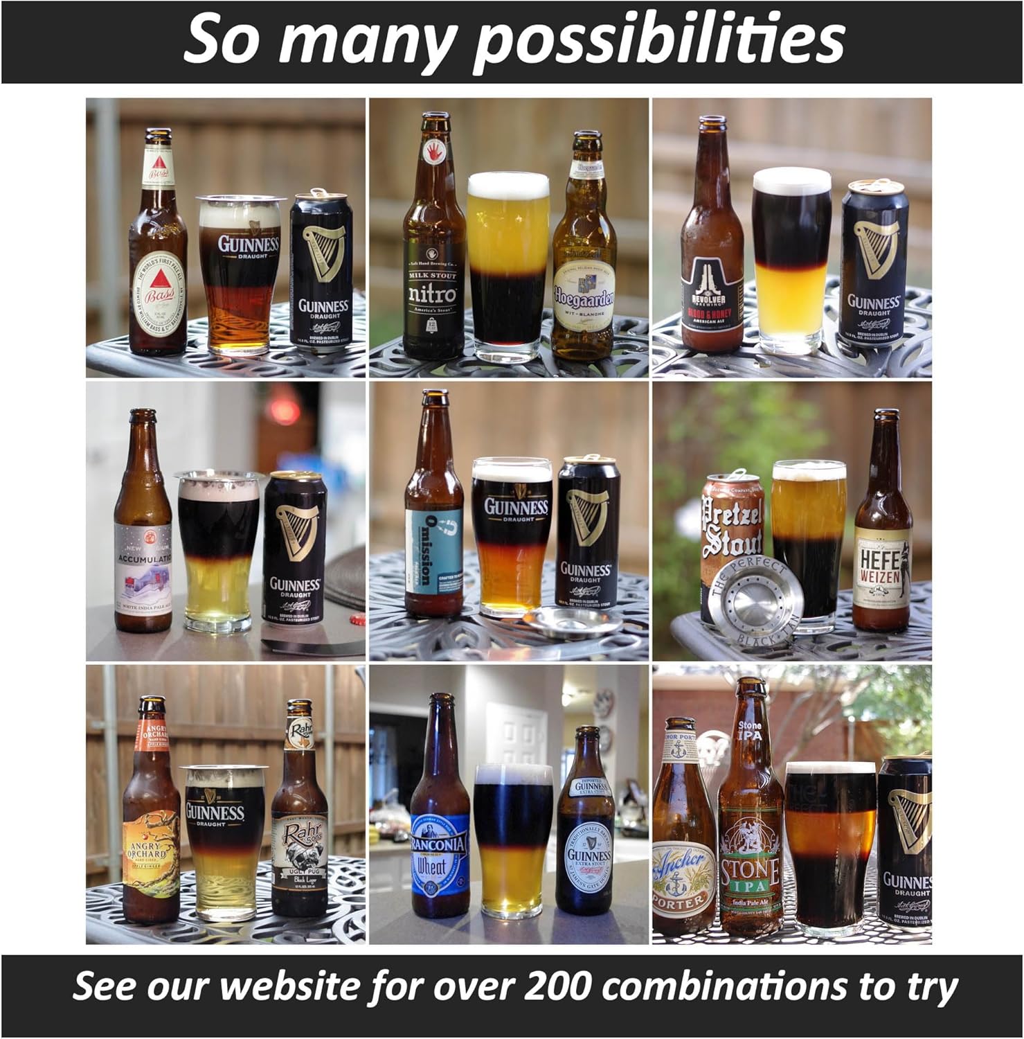 La herramienta perfecta de capas de cerveza negra y tostada – Accesorio de camarero para cócteles de cerveza en capas (acero inoxidable PVD dorado)