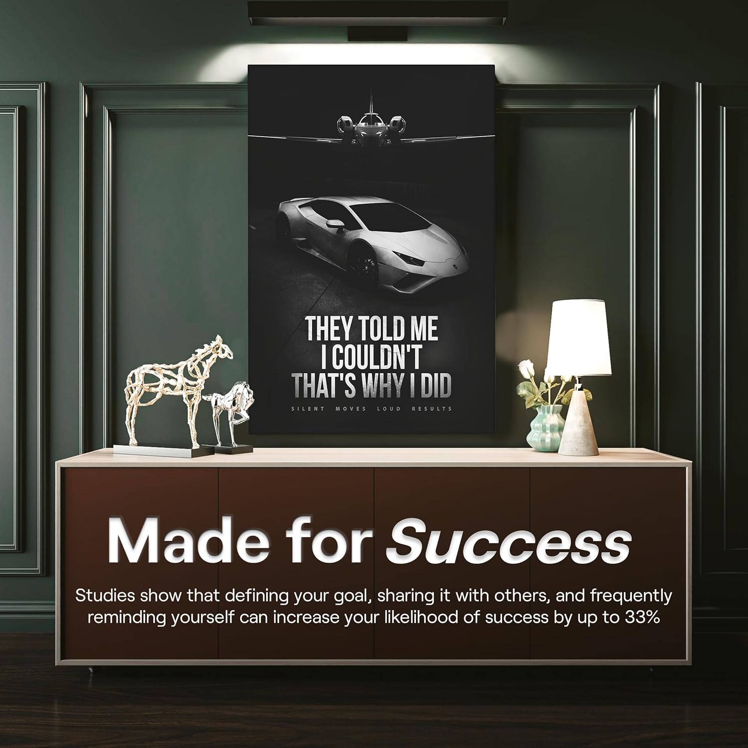 Arte de pared motivacional para la oficina, lienzo de arte de súper auto, decoración automotriz inspiradora para los amantes de los autos deportivos