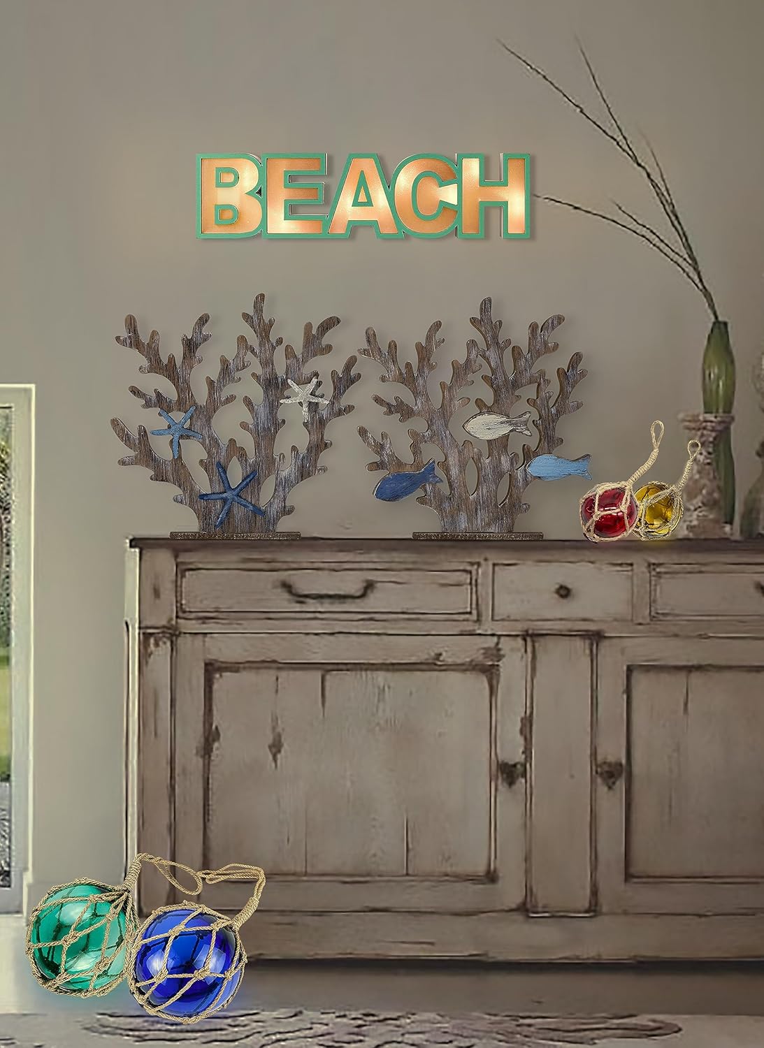SAILINGSTORY – Letrero de playa costero con luz para casa de playa, decoración de playa para el hogar