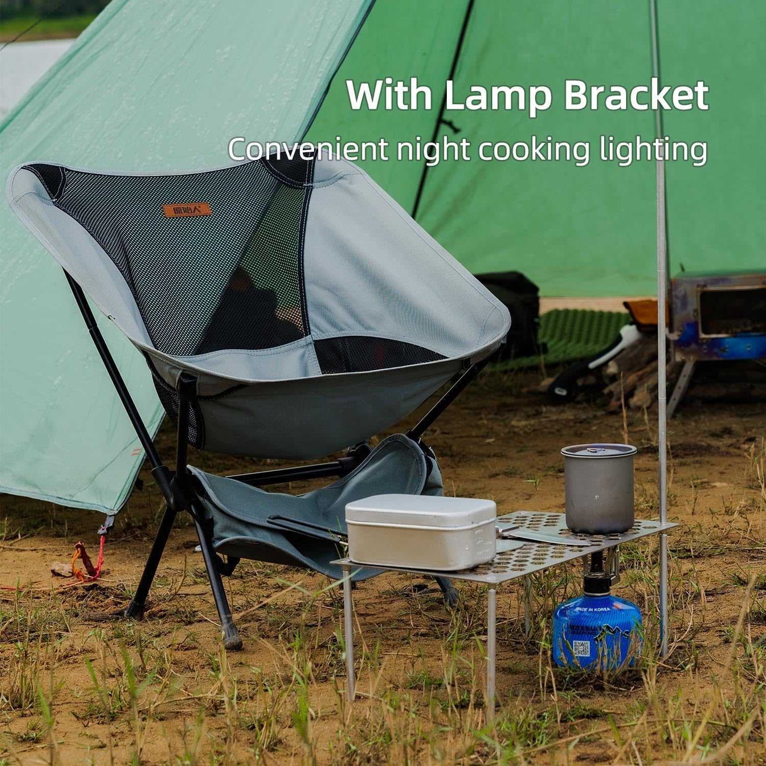 Mesa de camping plegable de titanio, mesa plegable ultraligera con escritorio de malla, mesa portátil al aire libre para camping, senderismo y