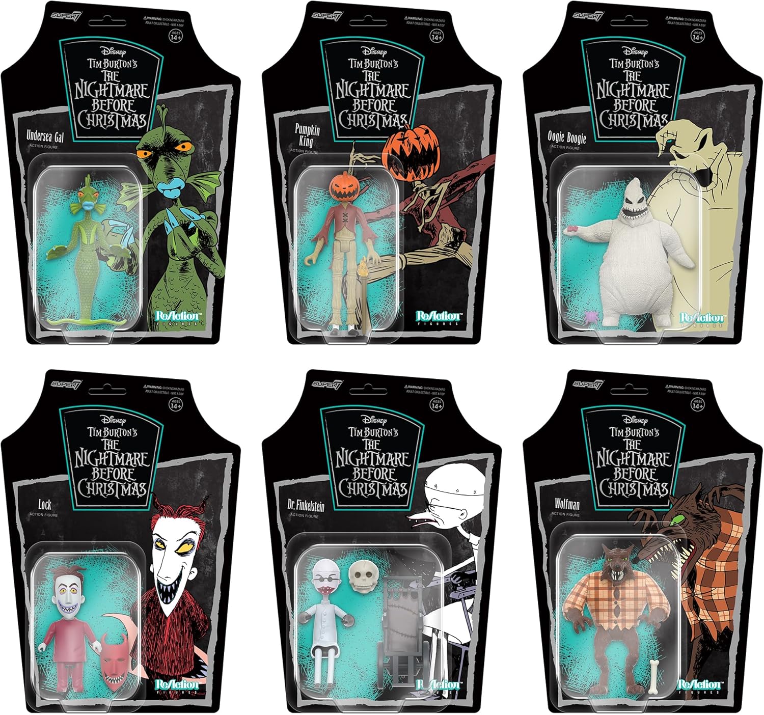 Super7 Tim Burton’s The Nightmare Before Christmas Wolfman – Figura de acción de Disney de 3.75 pulgadas con accesorio, coleccionables de películas