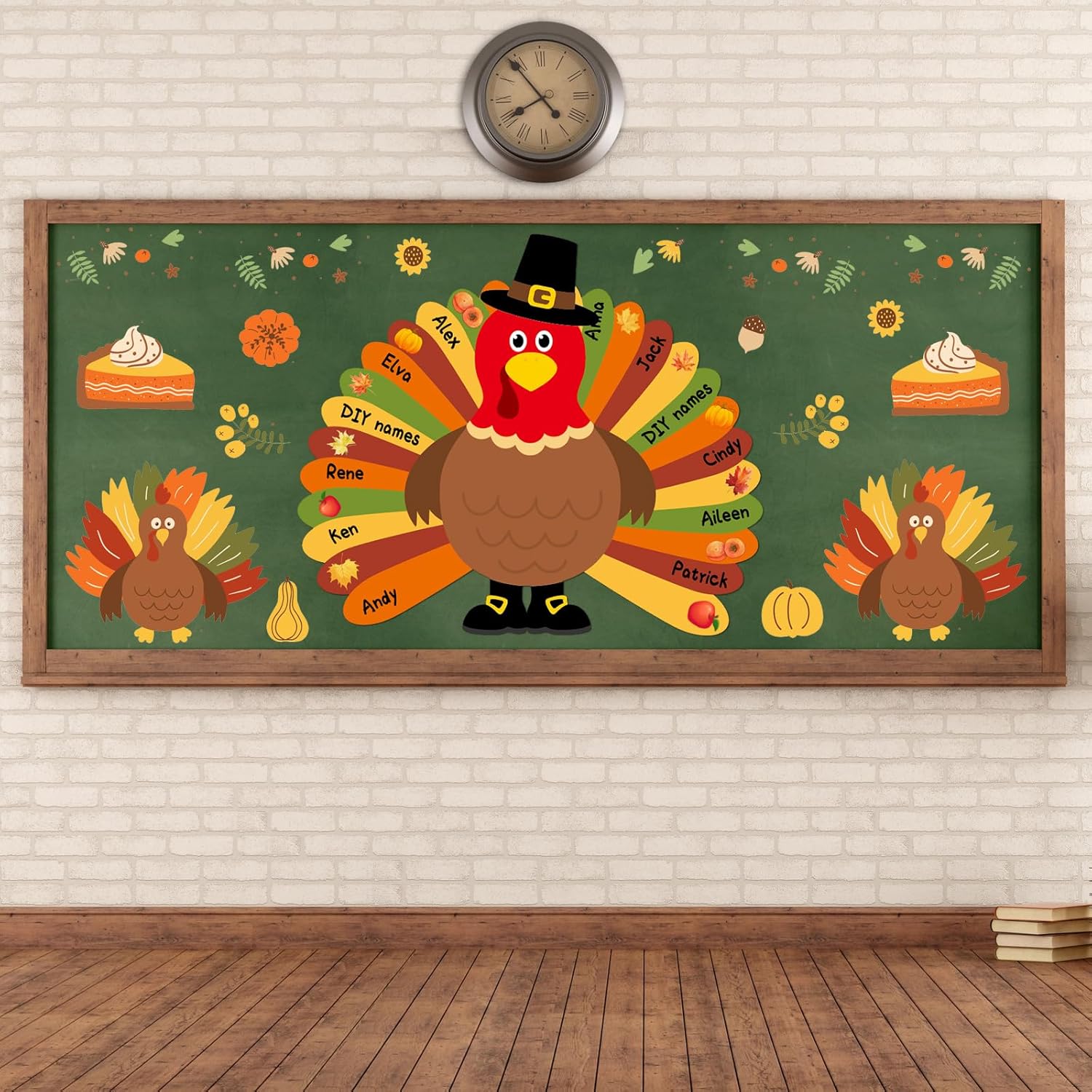 Juego de 38 tablones de anuncios de Acción de Gracias para el aula, juego de tablones de anuncios de pavo, kit de manualidades de papel de pavo