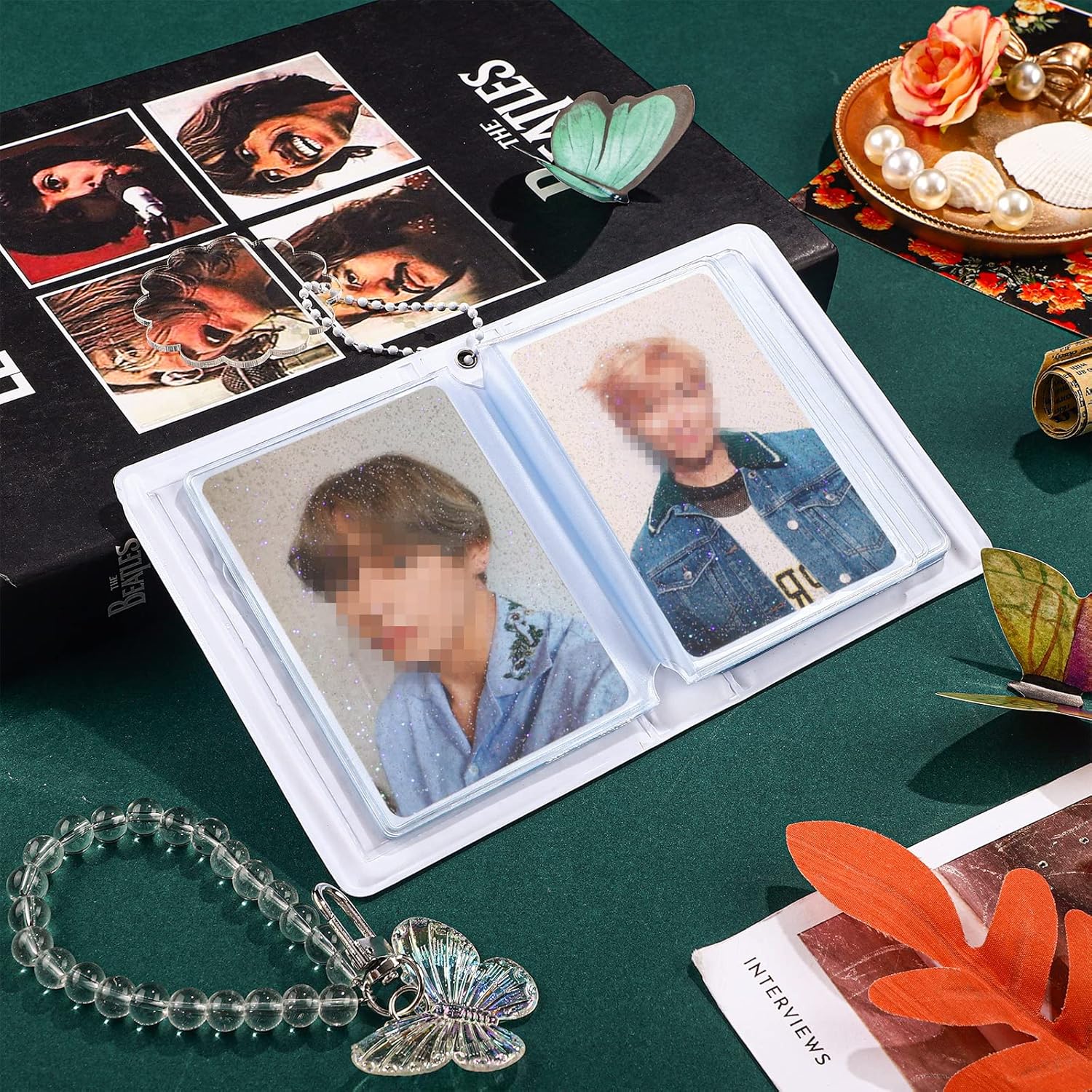 Juego de 3 mini álbumes de fotos de 3 pulgadas, carpeta Kpop para tarjetas fotográficas Kpop, álbum Kpop con colgante y llavero de bricolaje para