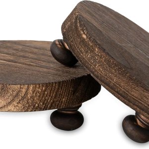 Romadedi Elevador de madera de granja para exhibir, 2 piezas de decoración rústica, mini pedestal de madera, bandeja redonda decorativa para mesa Romadedi Elevador de madera de granja para exhibir, 2 piezas de decoración rústica, mini pedestal de madera, bandeja redonda decorativa para mesa