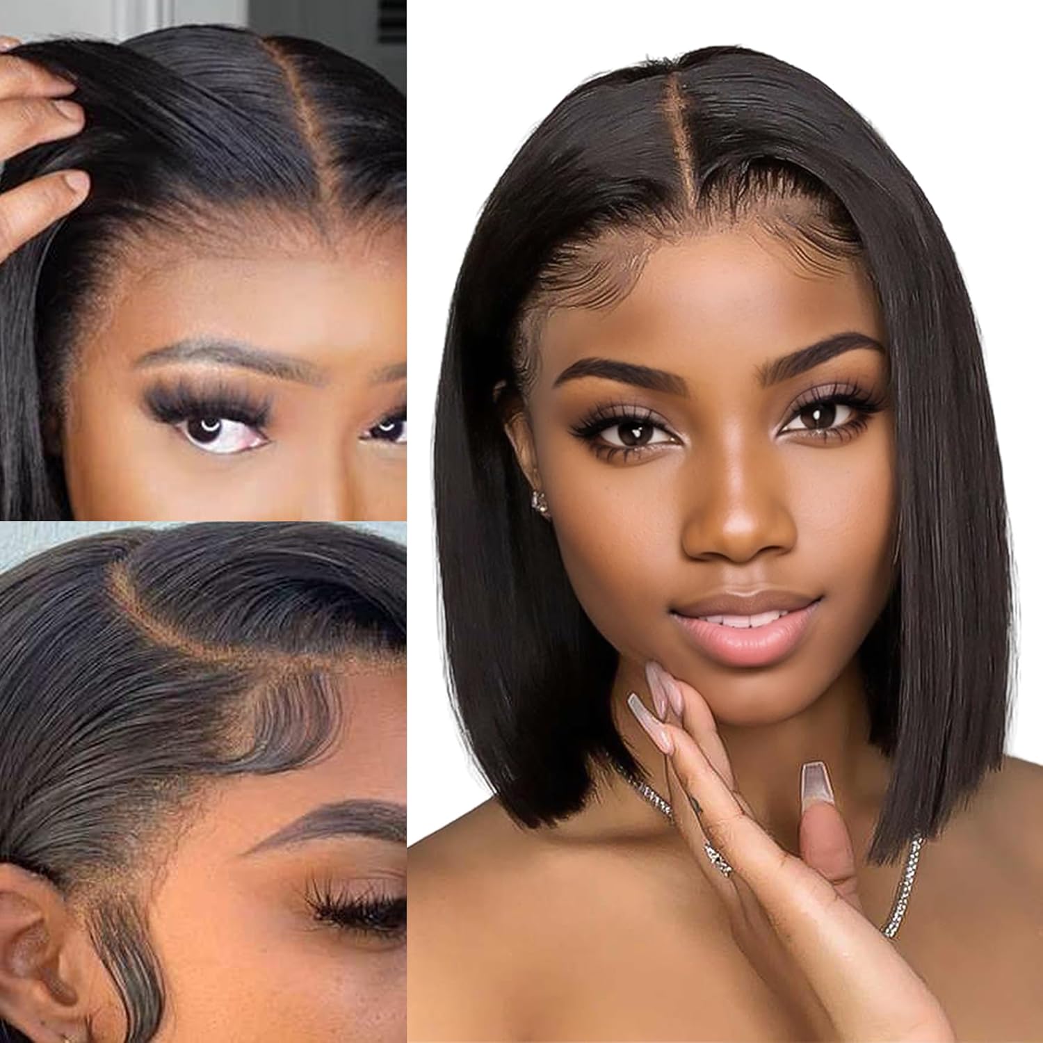 Peluca Bob de cabello humano con encaje frontal, pelucas de cabello humano sin pegamento, pelucas de cabello humano HD transparente de 13 x 4,