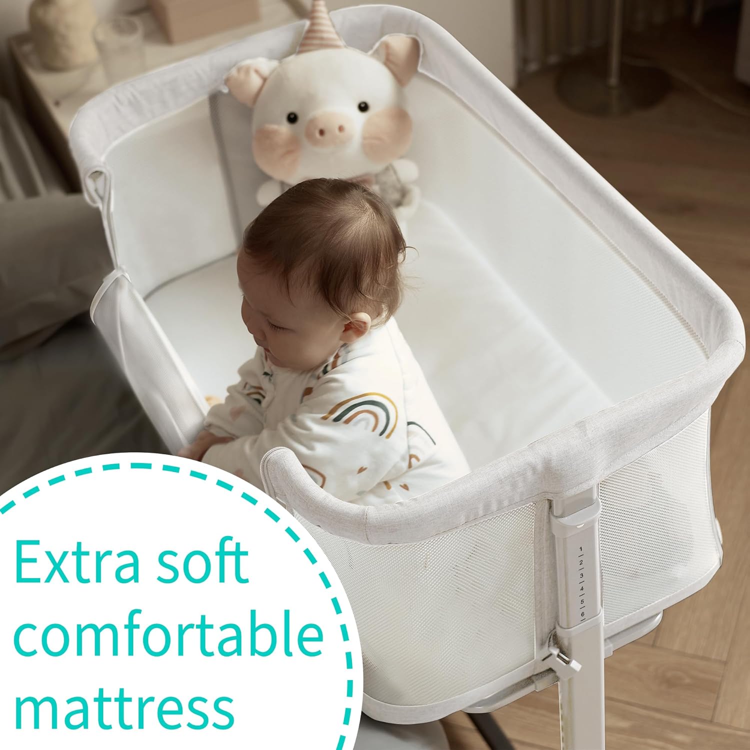 AMKE Moisés de bebé, cuna de noche para bebé, cuna portátil de malla para un sueño seguro, ajustable y segura para bebé, recién nacido, niña y niño