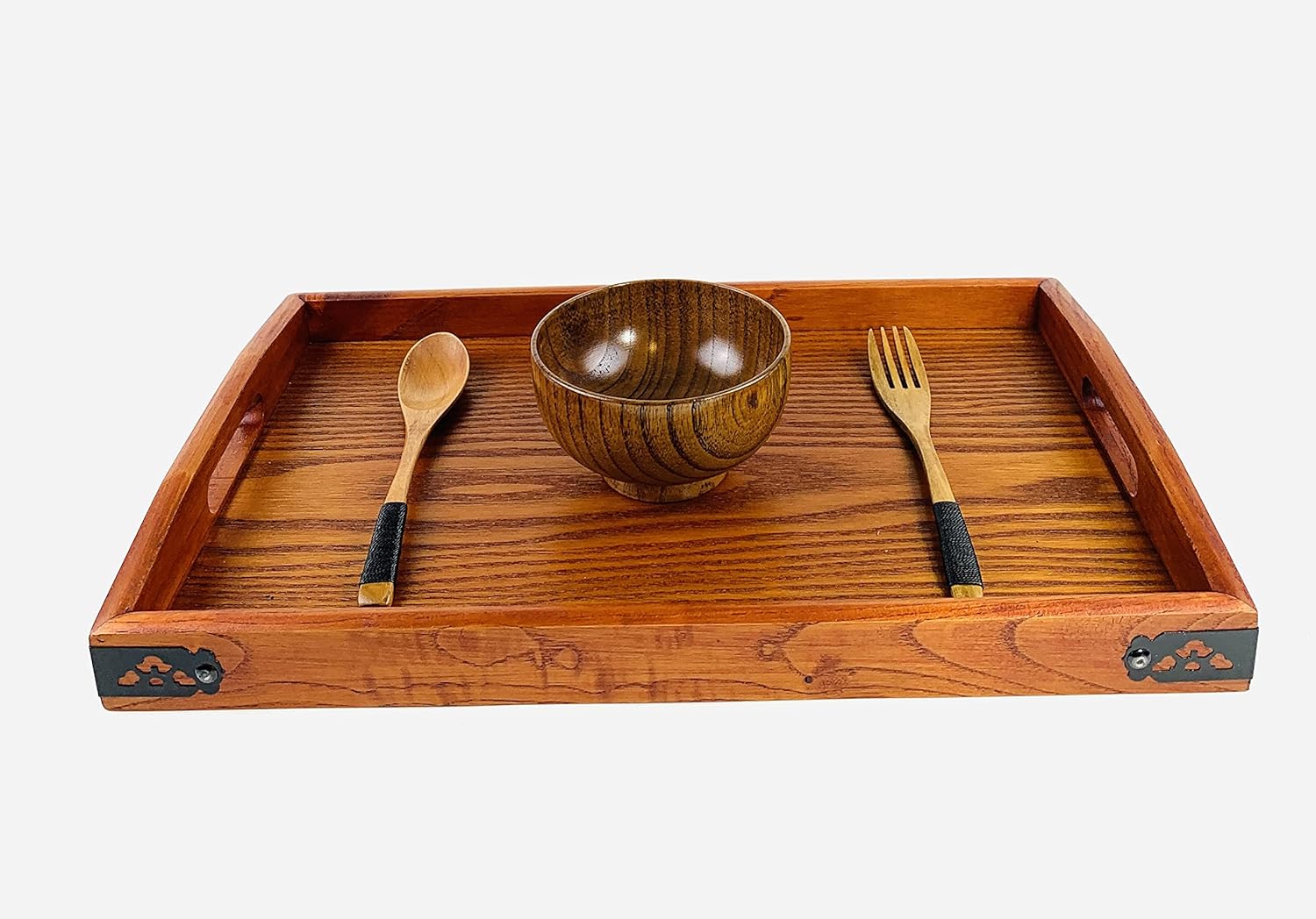 JapanBargain 1653 – Juego de 2 cuencos de madera estilo zen japonés, cuenco de arroz para sopa de miso, sopa, postre, ensalada y aperitivos