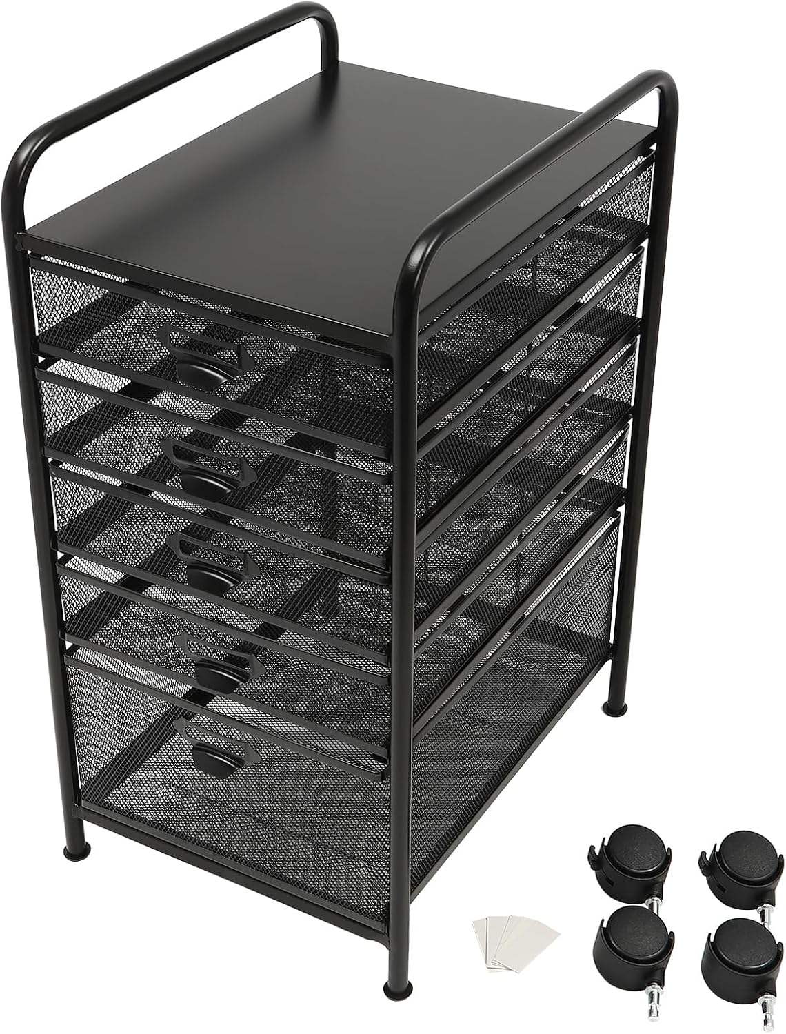 Archivador rodante con 5 cajones, organizador de carrito de manualidades con ruedas, almacenamiento delgado para maquillaje, cocina, utilidades,