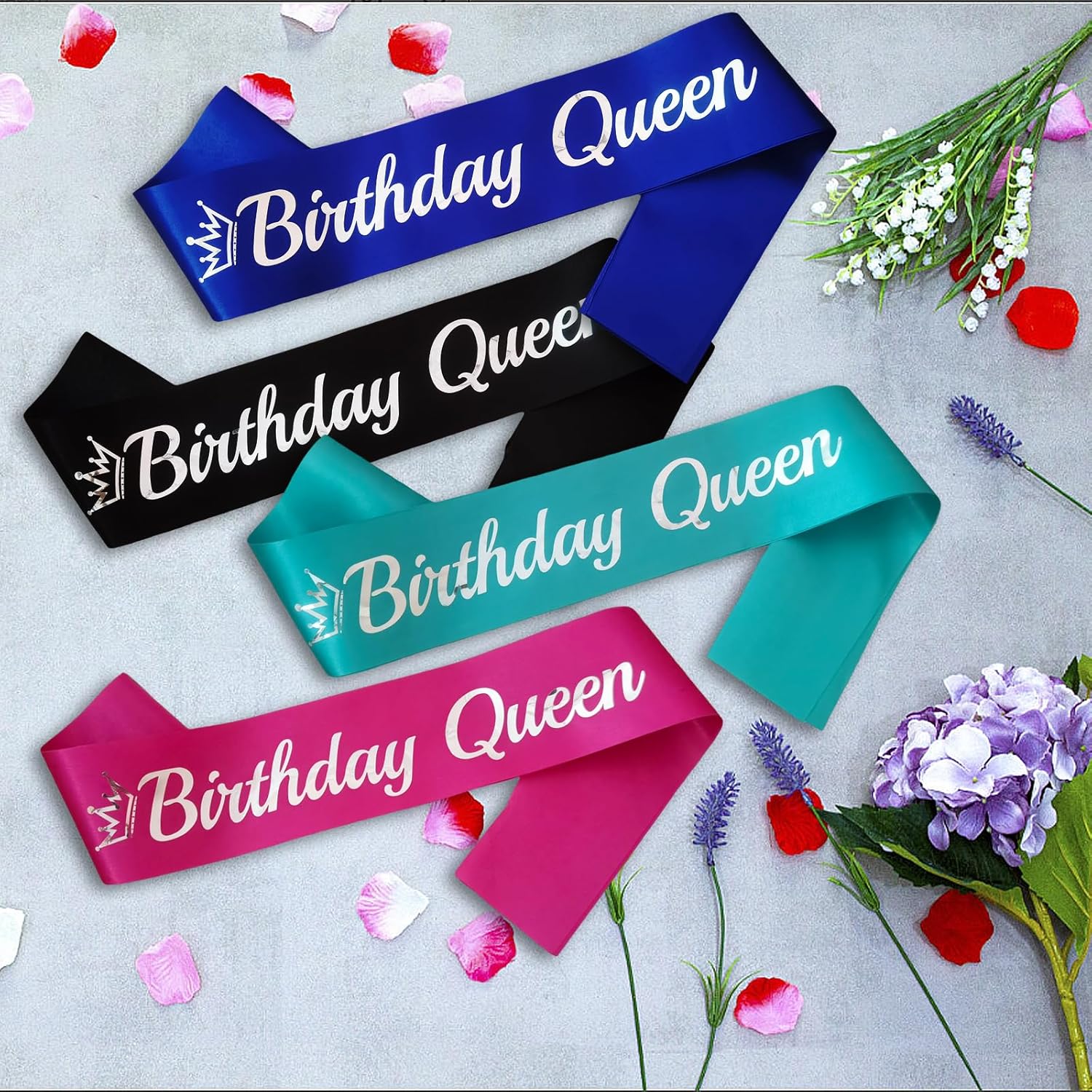 Banda de cumpleaños Queen blanca, banda de cumpleaños de papel de aluminio morado para mujer, divertidas decoraciones de fiesta de cumpleaños, ideas