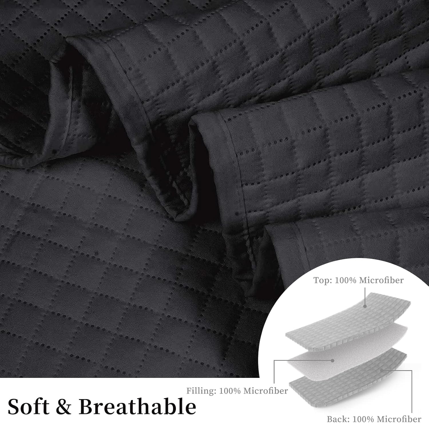 HollyHOME – Colcha de cama acolchada pinsonic con diseño de cuadros súper suave, para cama individual