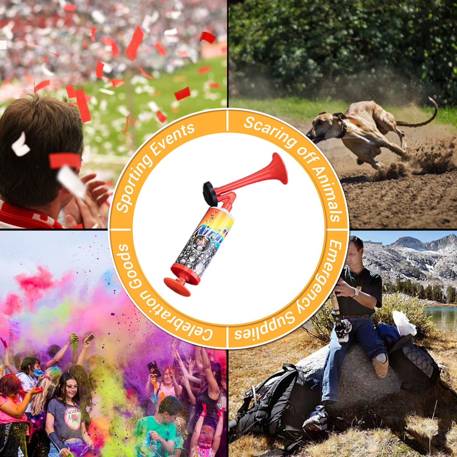 Qidoe – Bocina de aire de mano, mini bomba de empuje de mano, bocinas de aire, generador de ruido fuerte, bocina de seguridad para barco, cuerno de