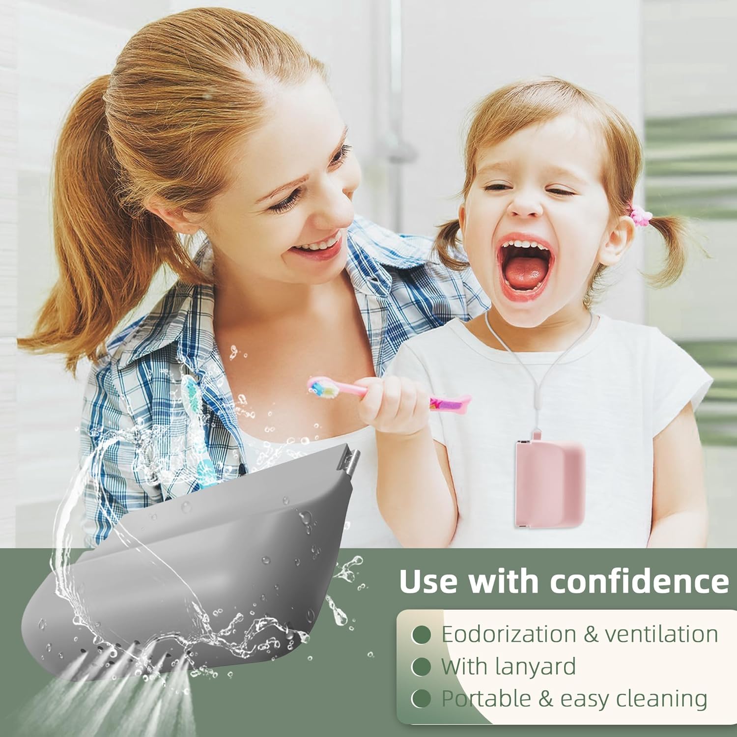 Nearockle Paquete de 2 fundas de silicona con cordón, funda suave para dentaduras postizas con orificios de ventilación compatibles con Invisalign,