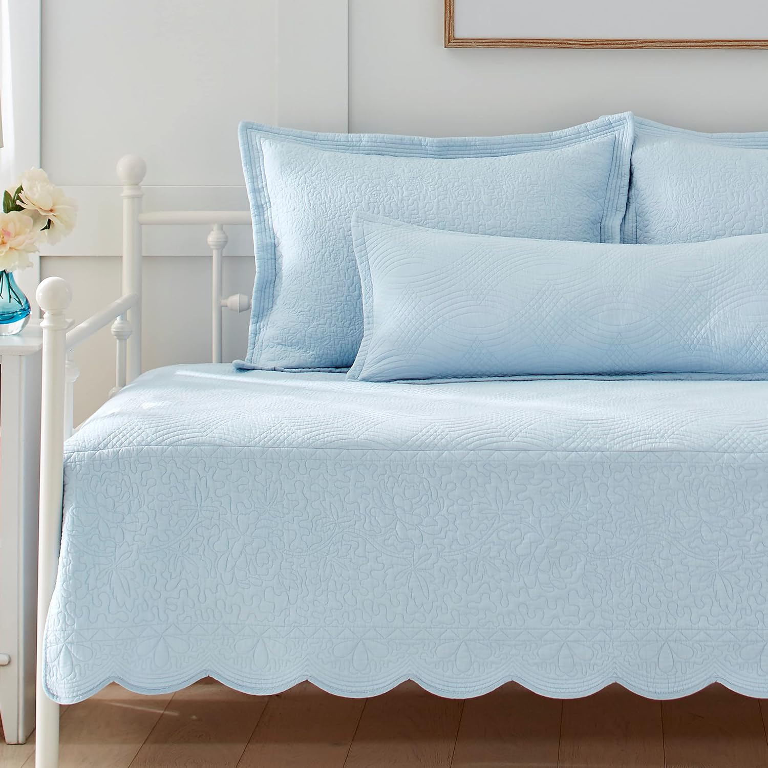 Laura Ashley – Juego de sofá cama, juego de ropa de cama de algodón de 4 piezas, decoración para el hogar de granja para todas las estaciones