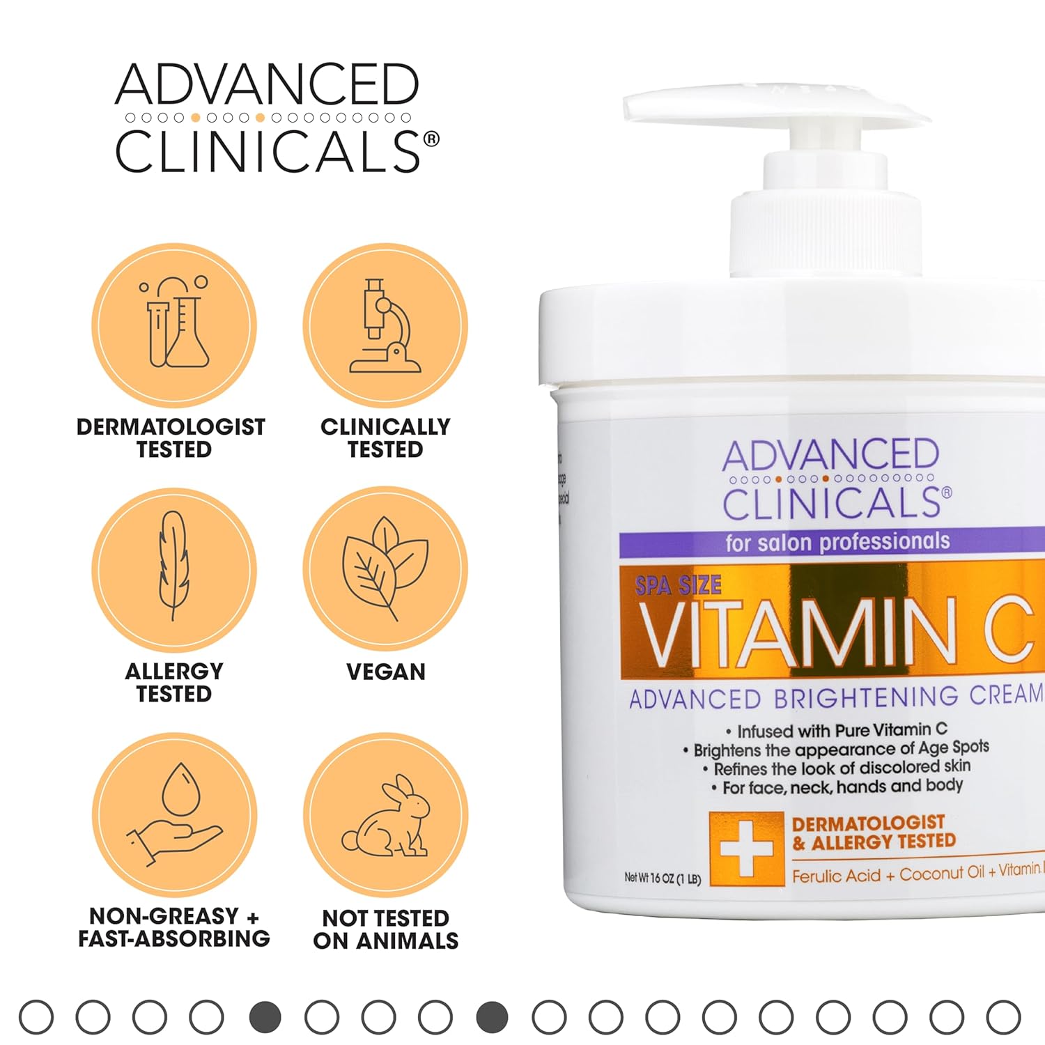 Advanced Clinicals Loción corporal de ácido hialurónico + crema iluminadora de vitamina C, juego de 2 piezas  Hidratante facial y crema corporal