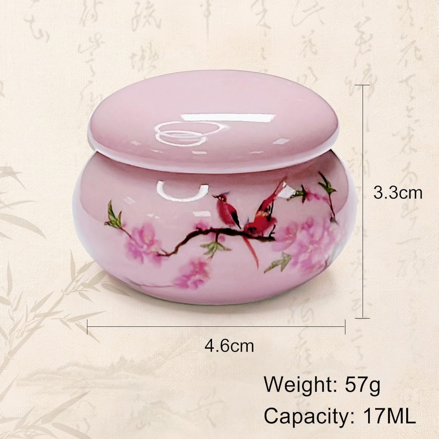 Plato de porcelana Dappen con tapa para polvo líquido acrílico, taza de cerámica, cuenco líquido de uñas (YSHJB008) (rosa)