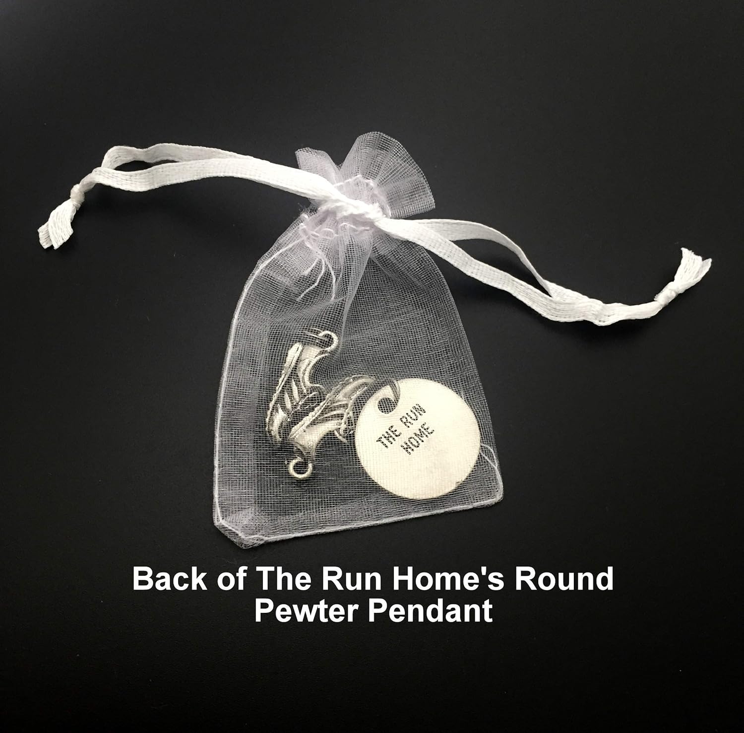 Running SHOE XC Round Pewter Charm Set – Pair of Running Shoe Charms – TWO (2) Pewter Running Shoe Charms and 1 Round Pewter XC Pendant in Organza