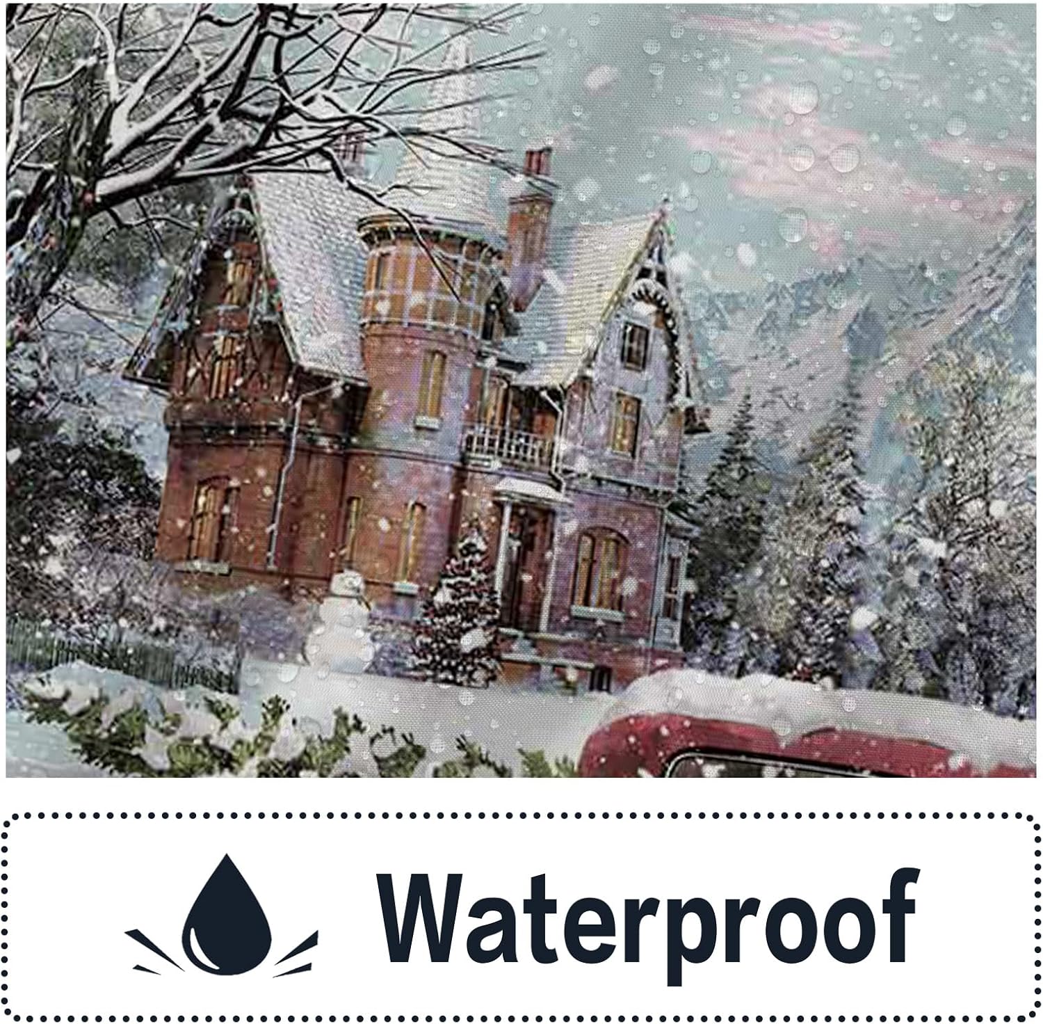 APROPHIC Cortina de ducha rústica de camión rojo para decoración de baño, diseño vintage de árbol de Navidad, copo de nieve, muñeco de nieve,