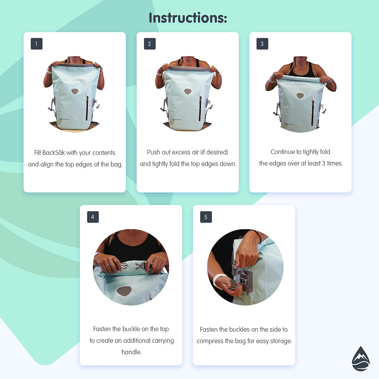Skog Å Kust BackSåk – Mochila impermeable con bolsillo exterior con cremallera, para kayak, rafting, navegar, natación, camping, senderismo, playa,